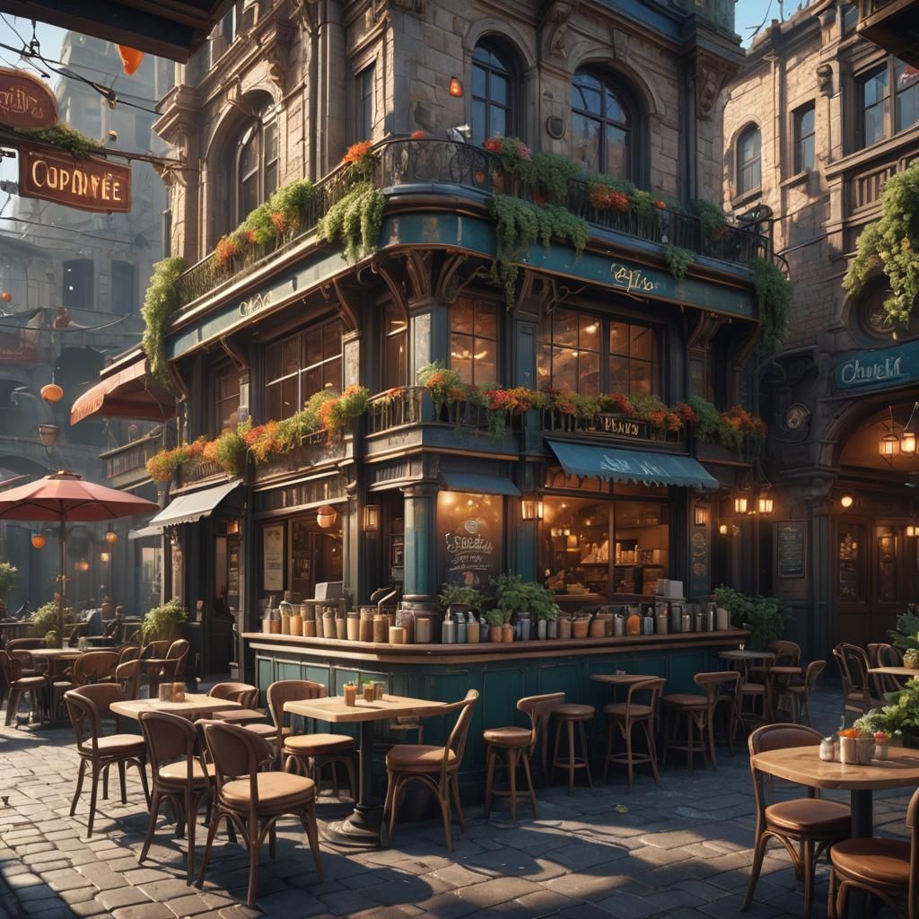 Fantastical Cafe Concept Art in Deep Color