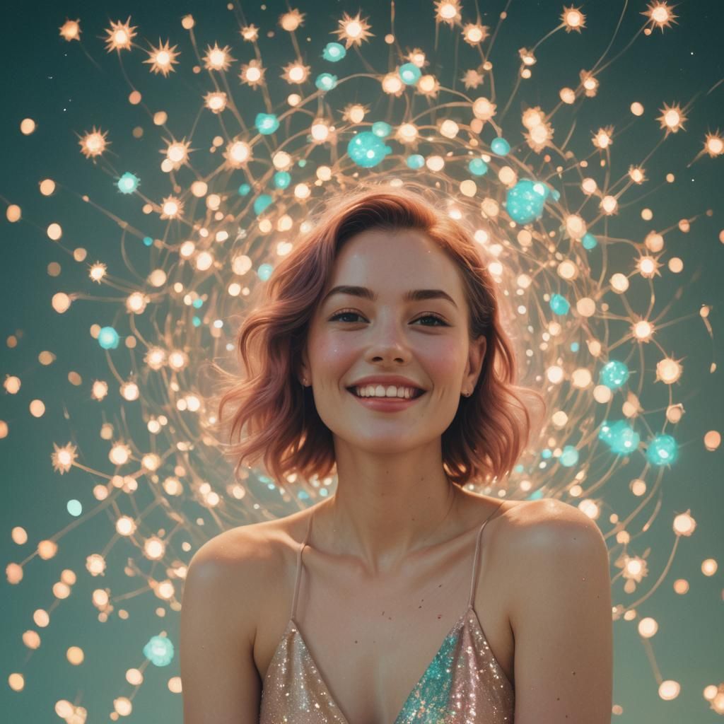 Sparkling Portrait of Woman with Halo Glow