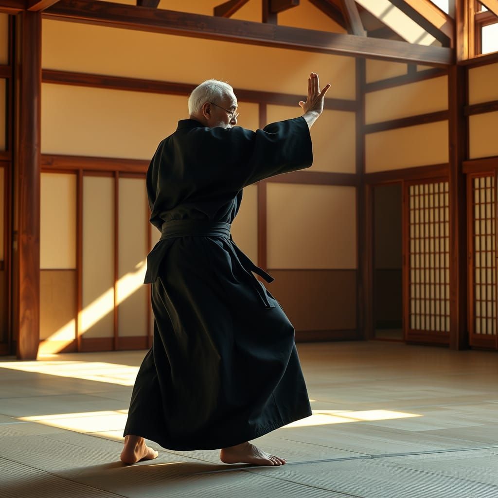 Aikido Master Demonstrates Projection in Hyperrealism Style