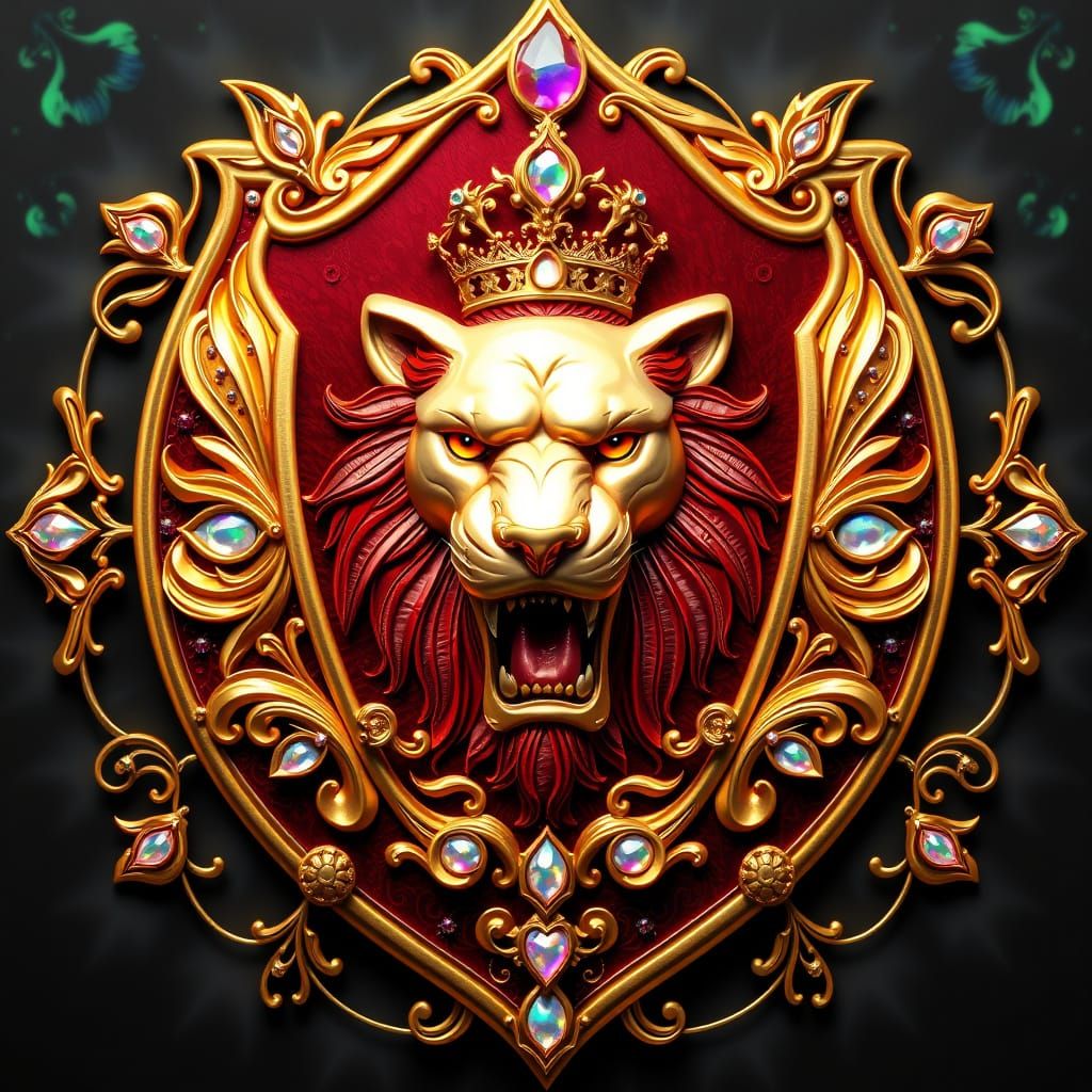 Surreal Art Nouveau Shield Radiates Opalescent Beauty