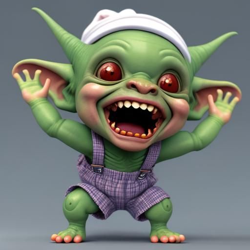 Cute Goblin Baby Plays with Toy in 3D Animation