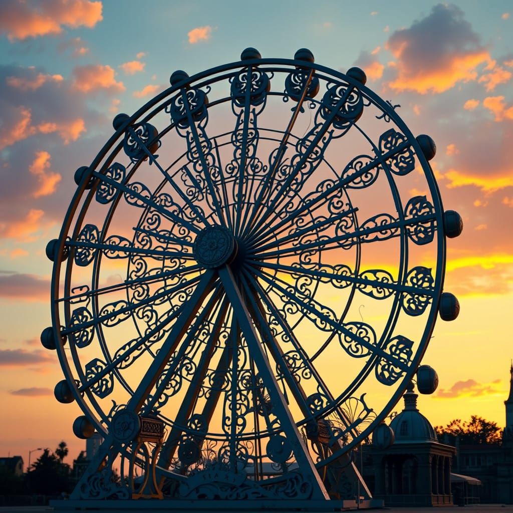 Laser Cut Plywood Ferris Wheel: Steampunk Art Nouveau Marvel