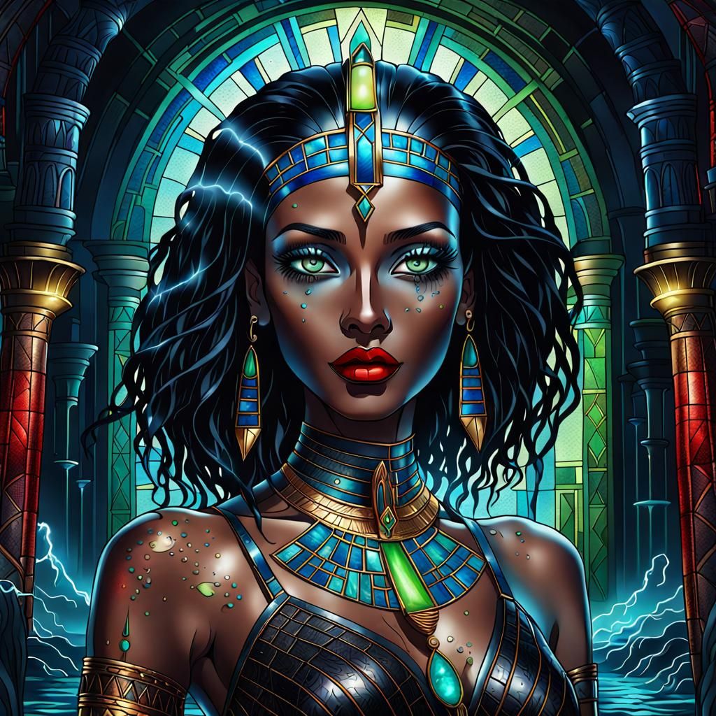 Egyptian Pharaoh Woman in Gothic Dark Fantasy Style