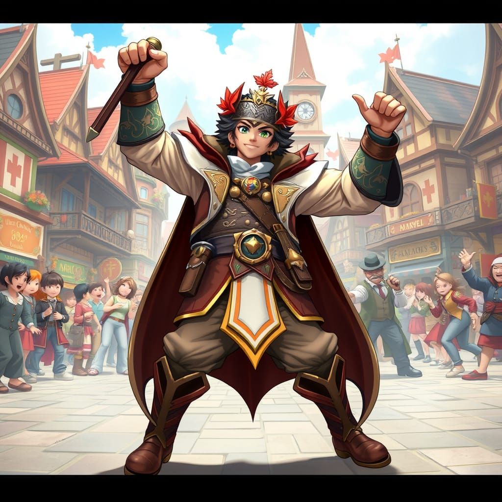 Victorious MapleStory Adventurer Celebrated in Town Square
