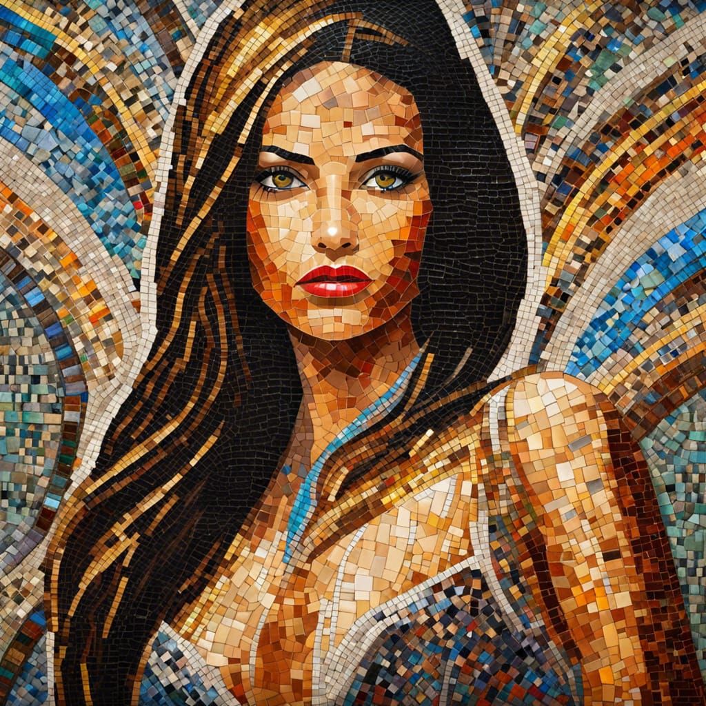 Stunning Mosaic Portrait of a Beautiful Girl