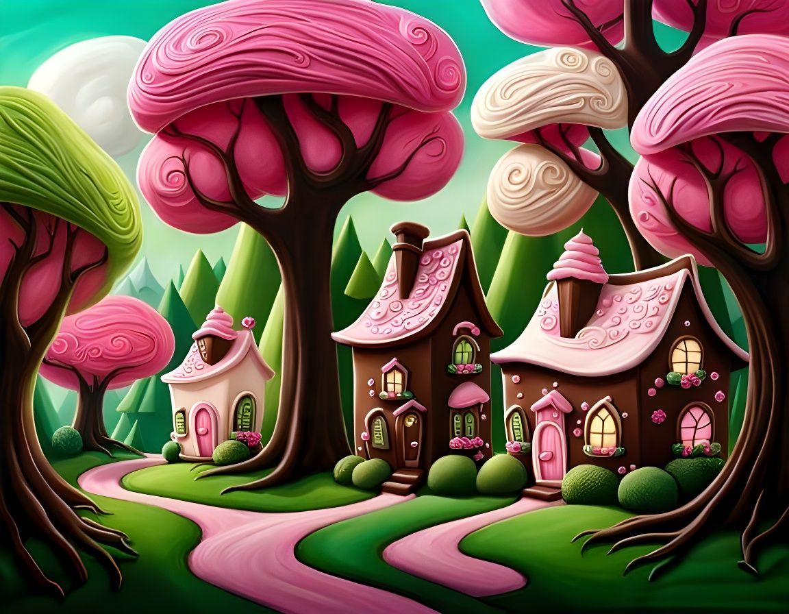 Fantastical Landscape with Chocolate Cream Houses