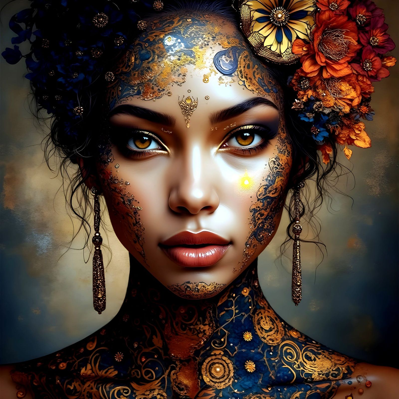 Majestic African Goddess in Vibrant Watercolor