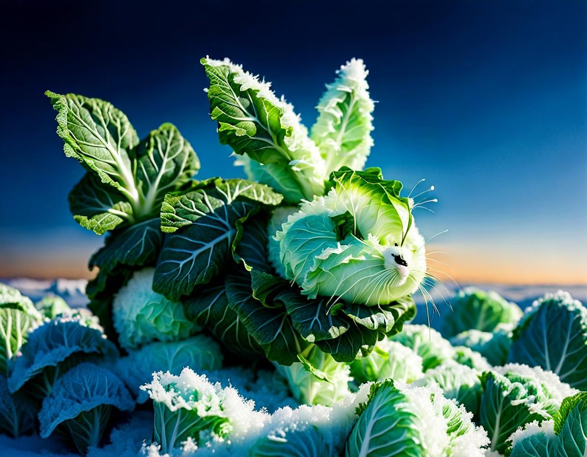 Cabbage Leaf Rabbit Sculpture