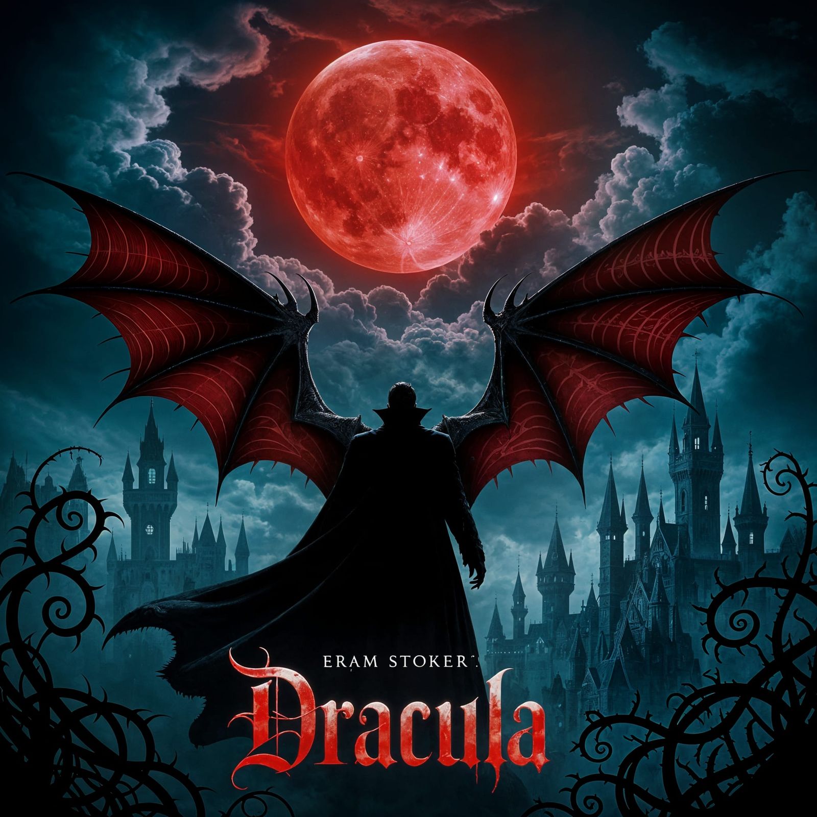 Dracula Movie Poster in Neo-Gothic Surrealist Style