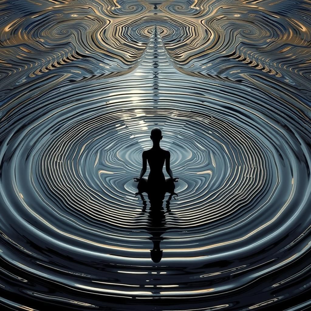 Surreal Fractal Being Swirls in Reflections of Balance and S...