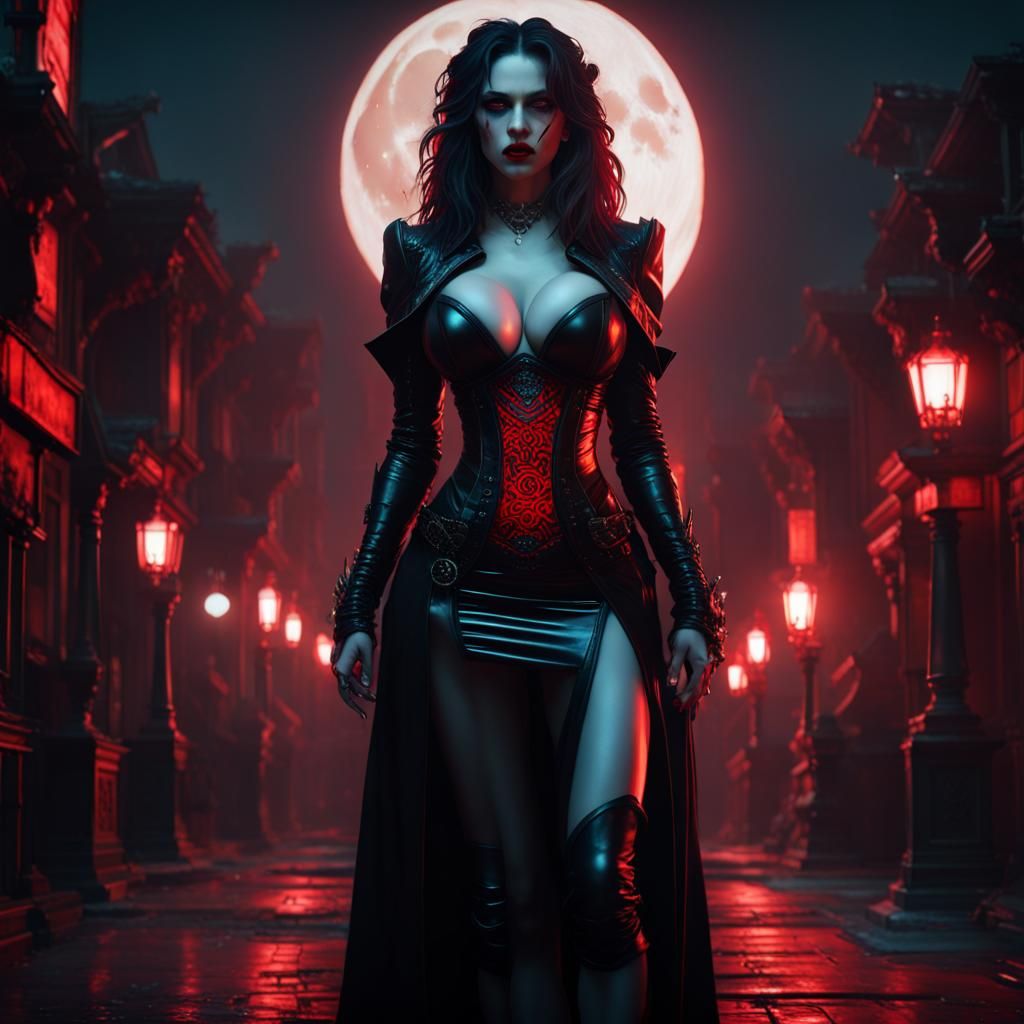 Cyberpunk Vampire Goddess in Gothic Fashion