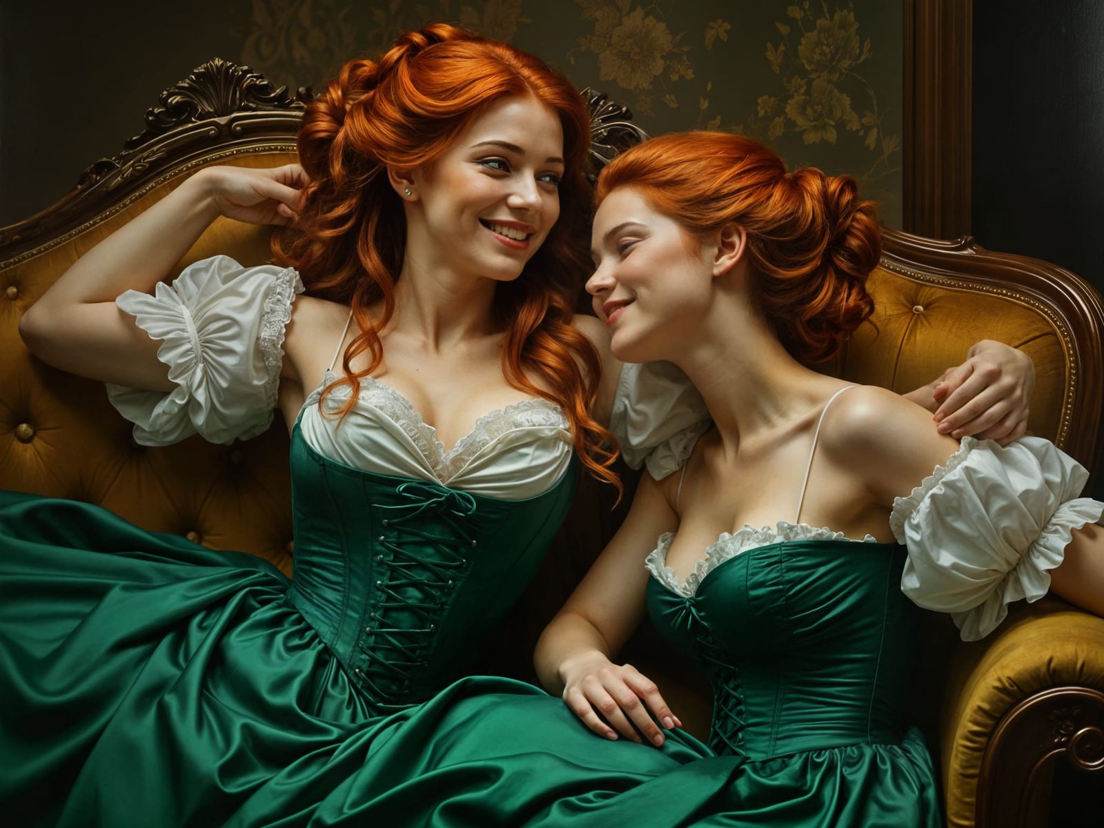 Countess Emily collapsing into helpless giggles with her twi...