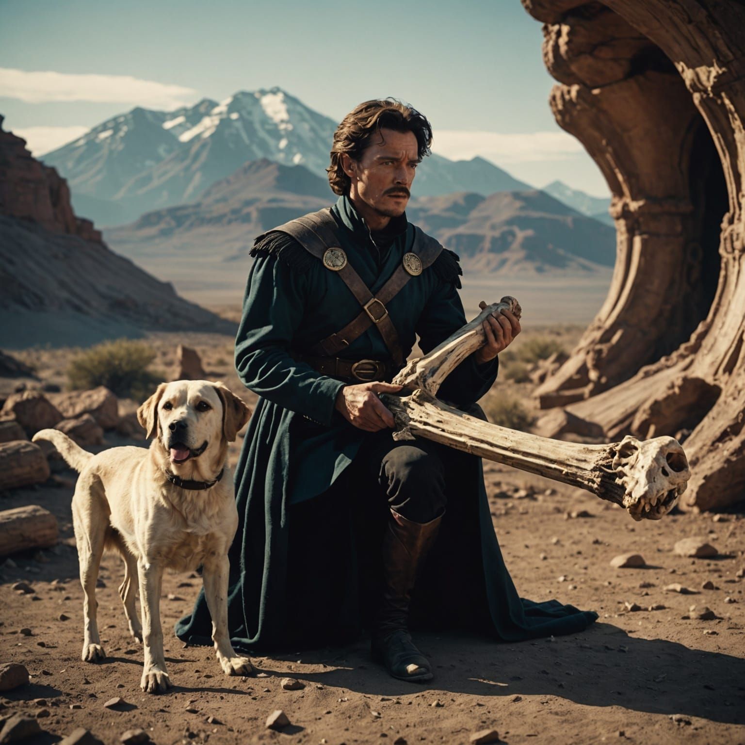 Cinematic Paul Atreides Playing with Dog