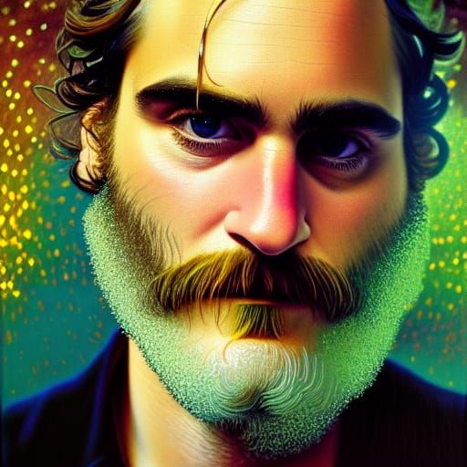 Joaquin Phoenix Portrait with Luminous Sparkles