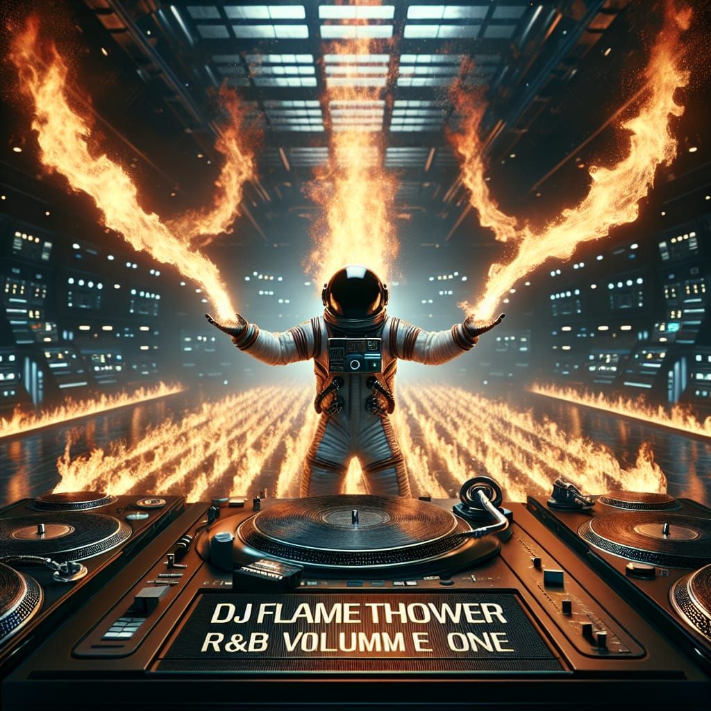 Surreal DJ Battle in Futuristic Inferno