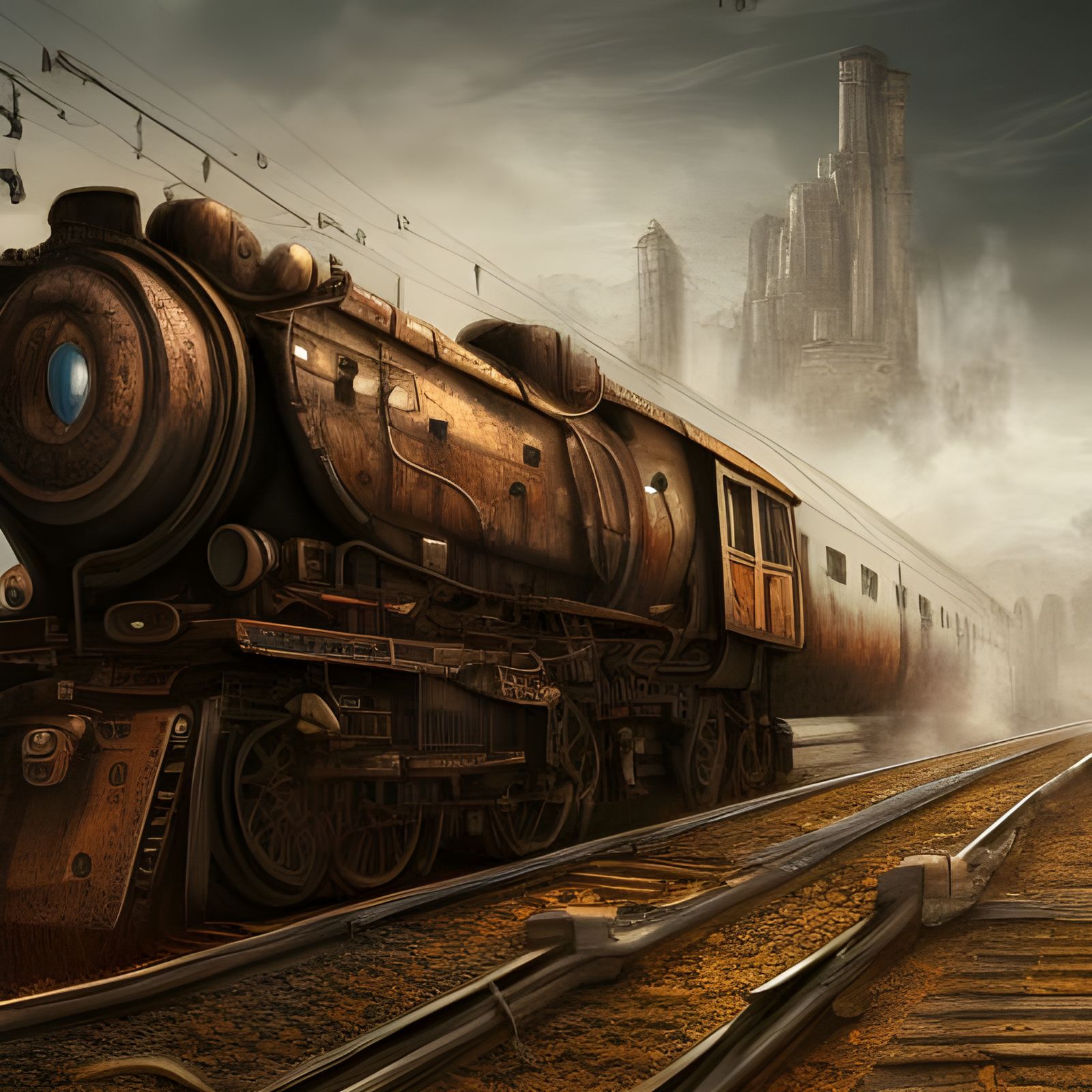 Detailed Rusted Train in Fantasy Concept Art