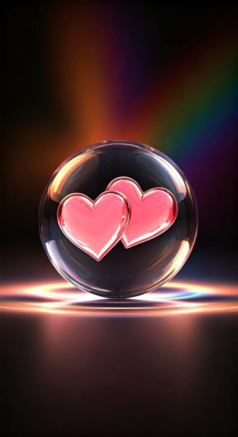 Glowing Hearts in a Dreamy, Surreal Landscape