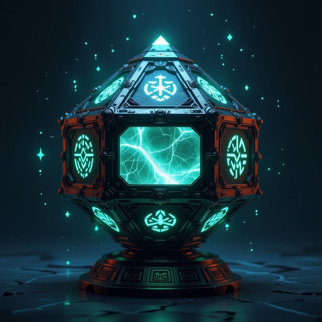 Onderonian Holocron with Smuggler Glyphs in Industrial Futur...