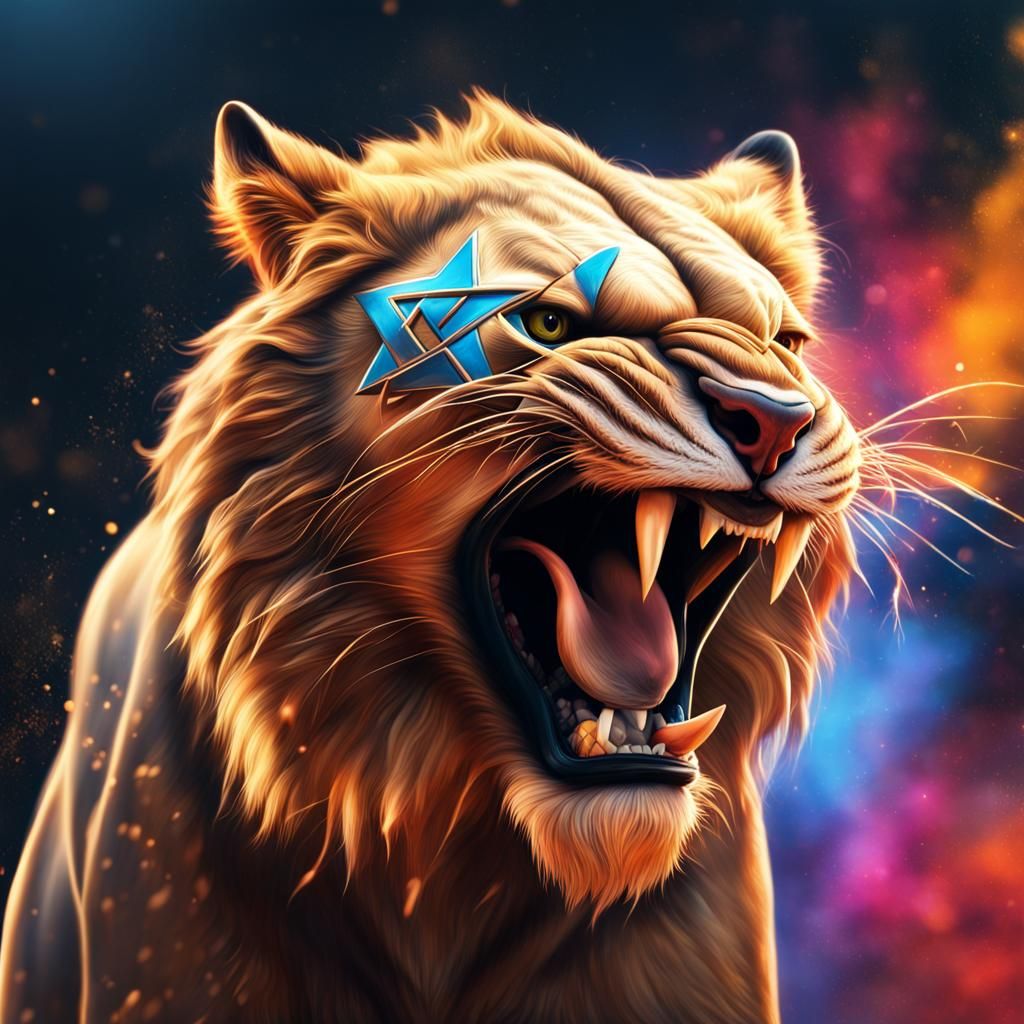 Roaring Werelion with Star of David: Digital Artwork