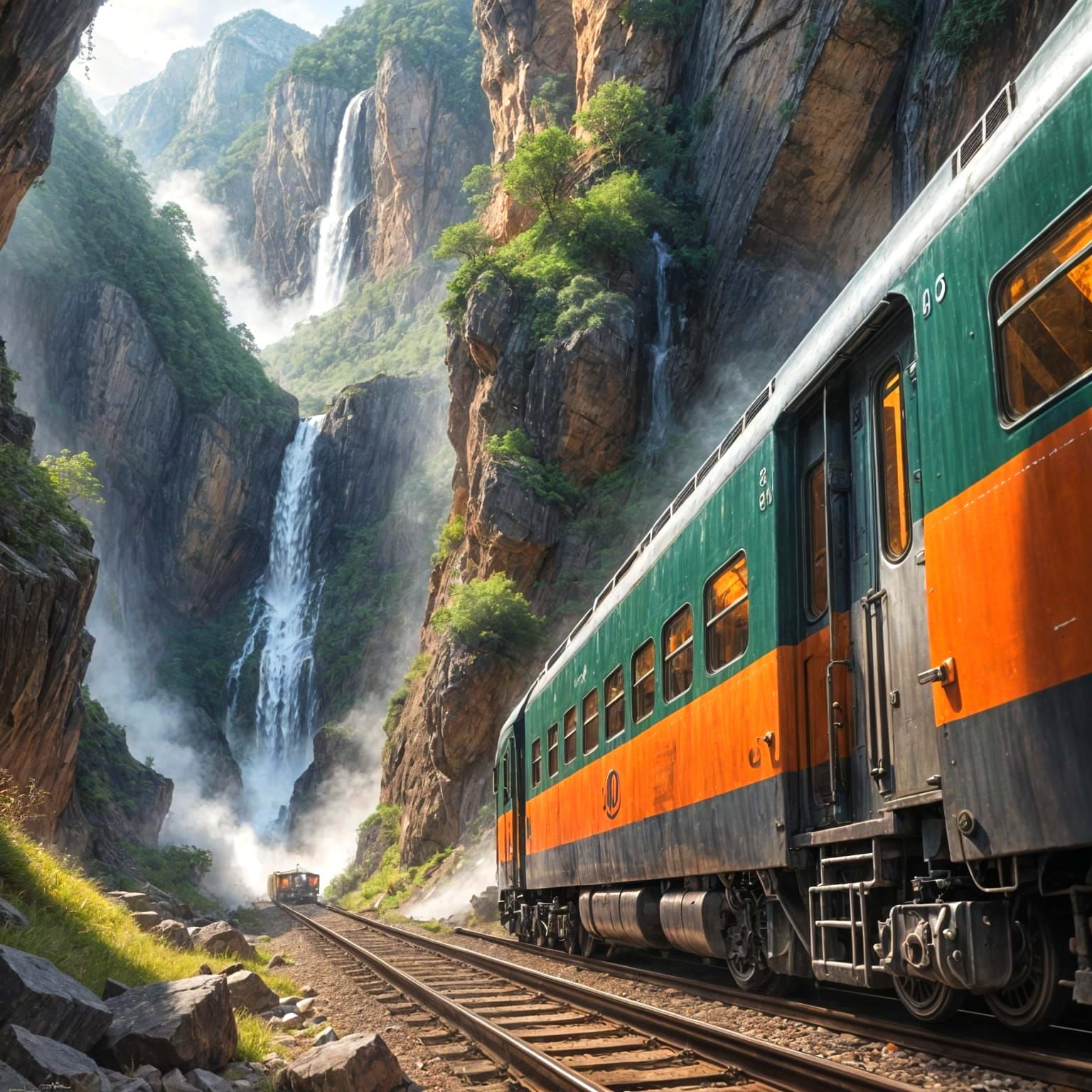 Waterfall from the train view