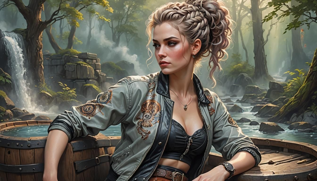 Braided Woman in Lace, Ethereal Fantasy Portrait