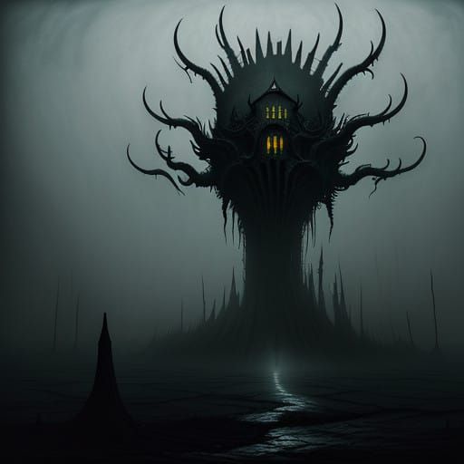 Surrealistic Biomechanical Horror in Dark, Cyberpunk Landsca...