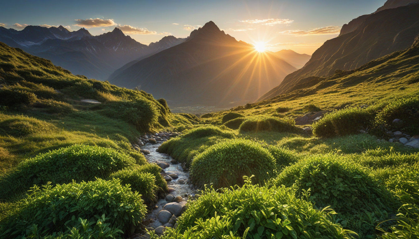 A lush valley filled with emerald vegetation