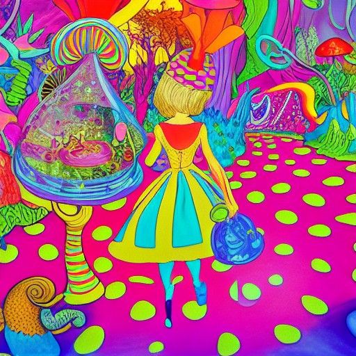 Trippy Alice in Wonderland Candyland Gouache