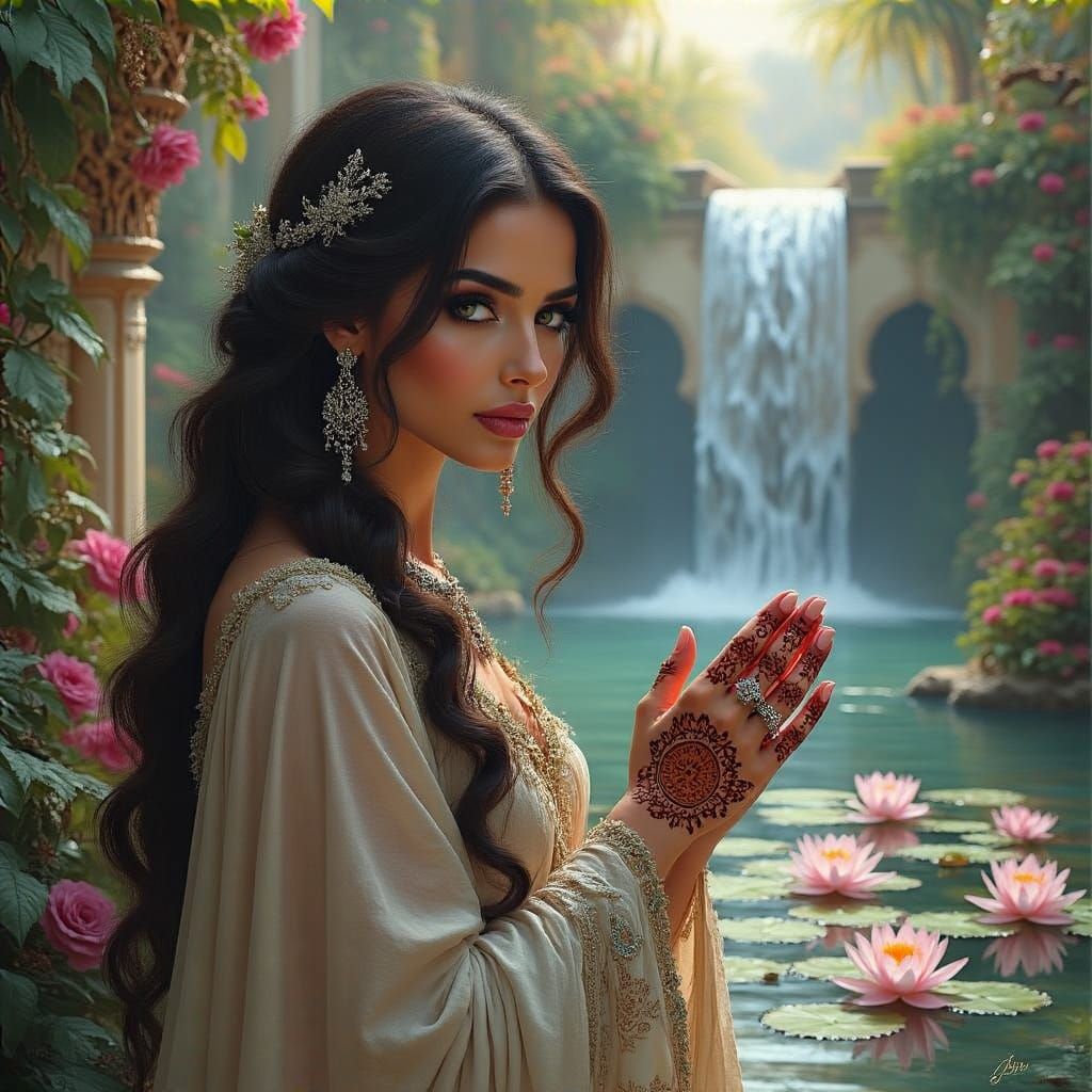 Stunning Arab Beauty in Resplendent Royal Setting