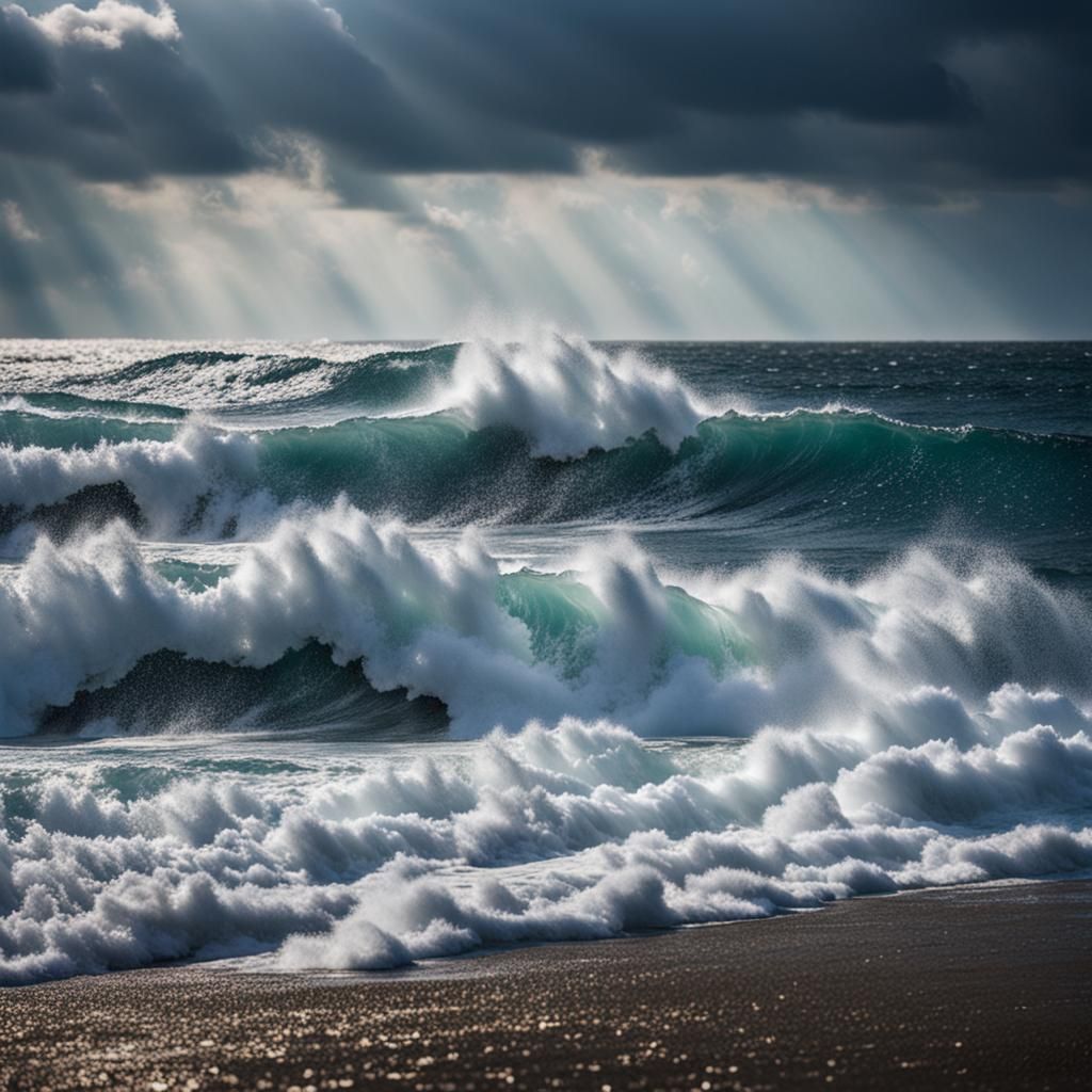 Ocean Waves Crashing on Coast After Storm