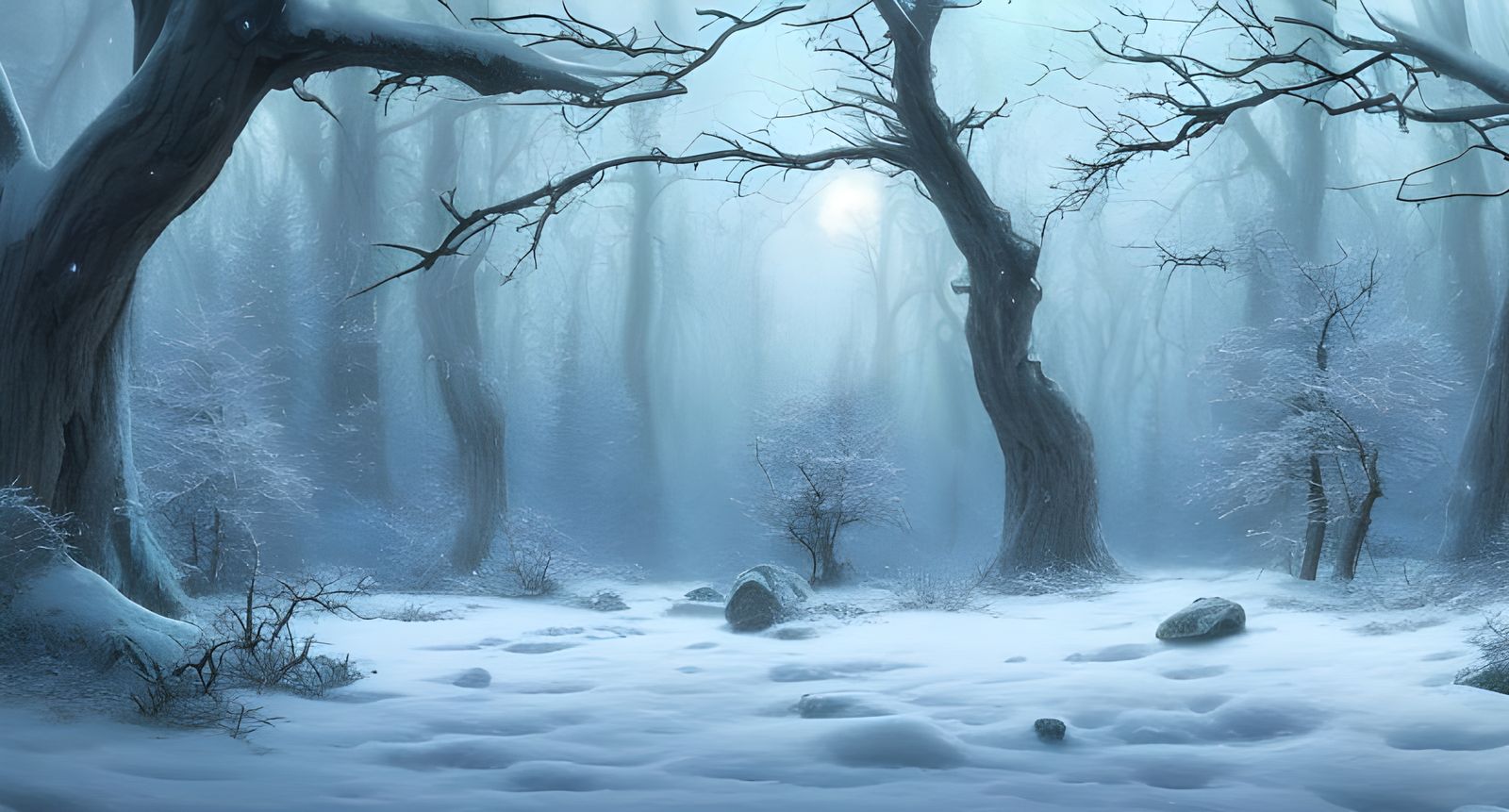 Magical Winter Forest Landscape in Hyper-Realistic Style