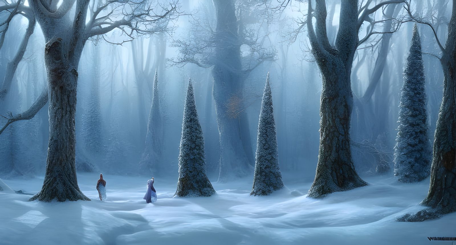 Magical Winter Forest Landscape in Hyper-Realistic Style