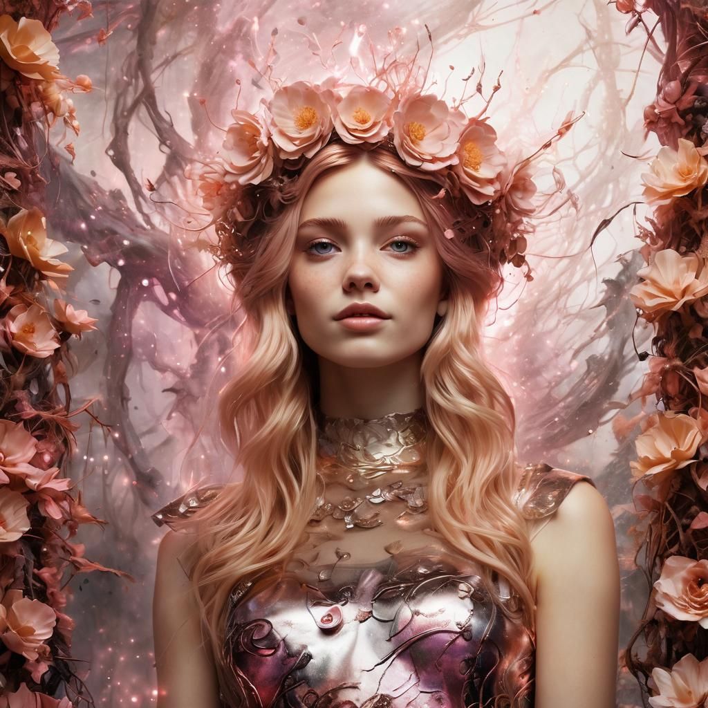 Beautiful Goddess with Bioluminescent Glow, Photorealistic S...