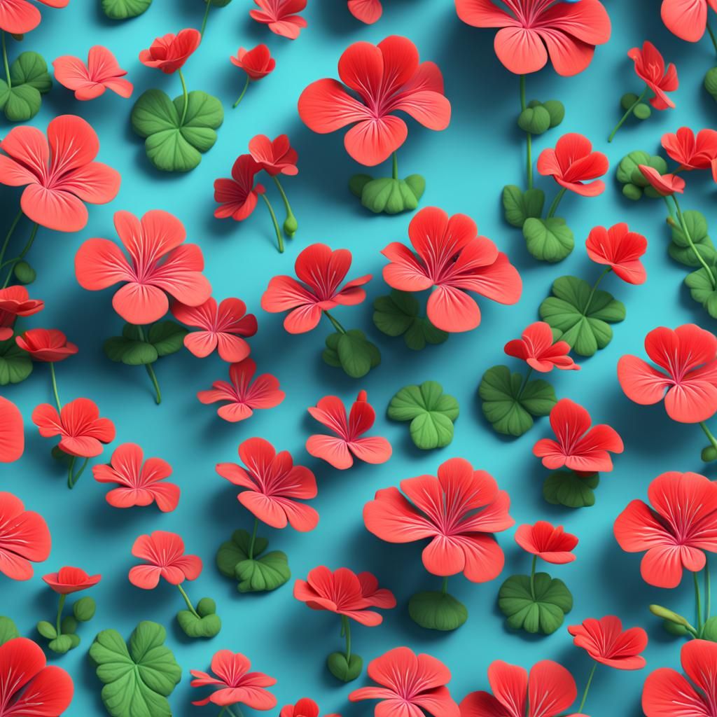 Pelargonium Flower in 3D Digital Art Style