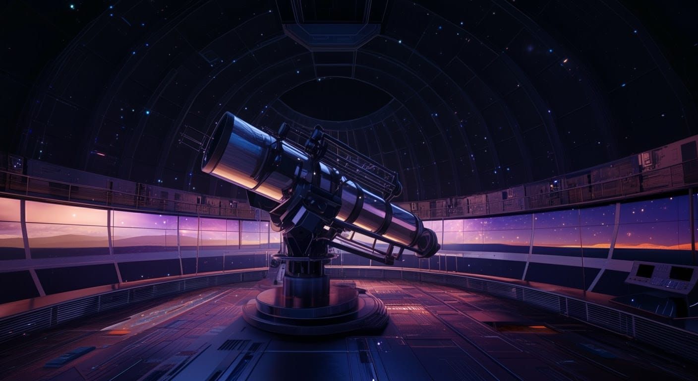 Stellar Infinity Tunnel in a Futuristic Observatory