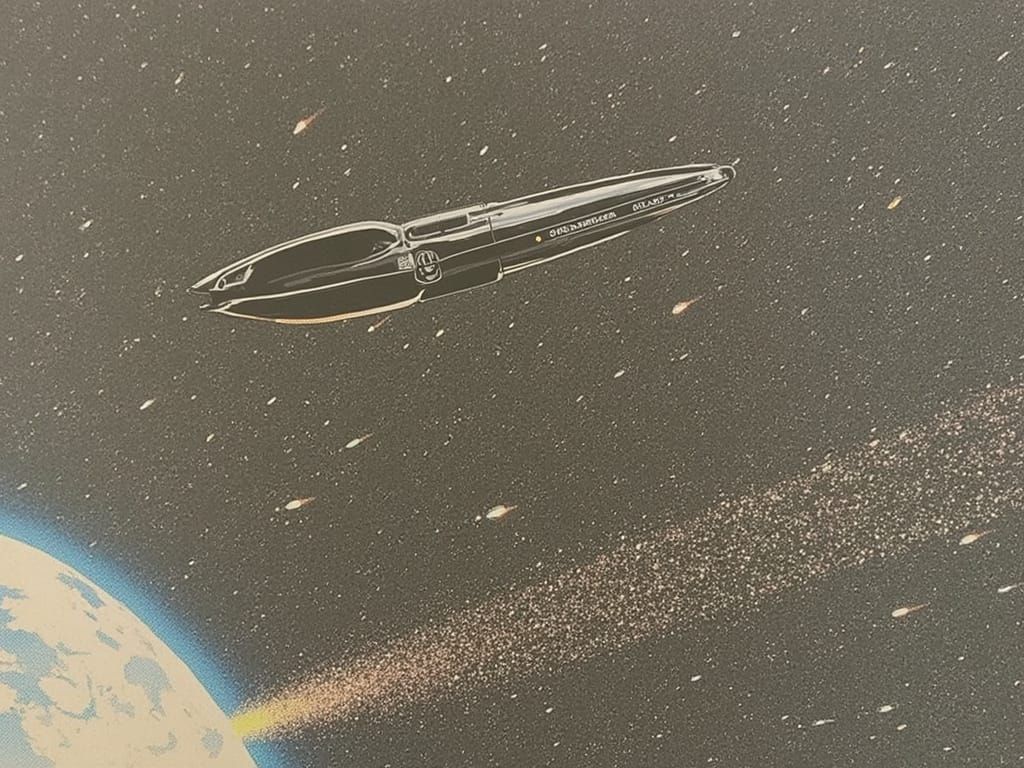 Sleek Flying Saucer Dodges Meteor Shower Near Earth