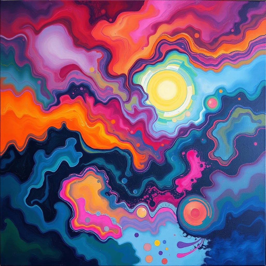 Vibrant Dreamscape in Abstract Expressionist Style