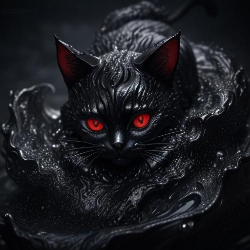 Horrific Cat Demon with Burning Eyes