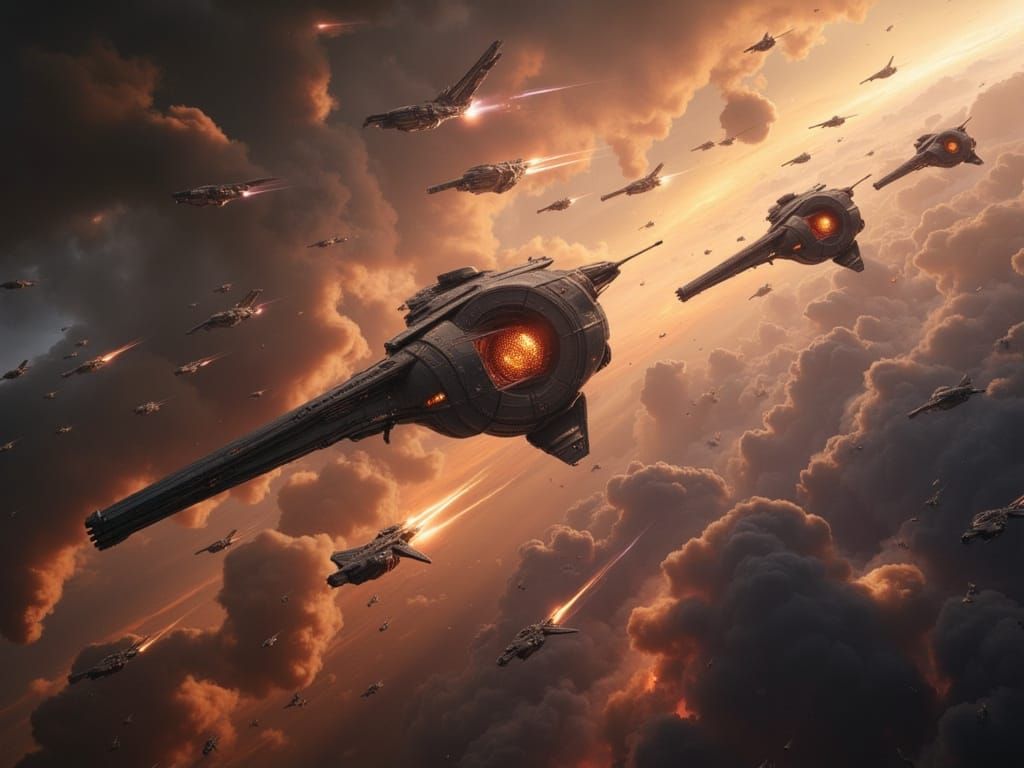 Epic Starship Battle in Outer Space