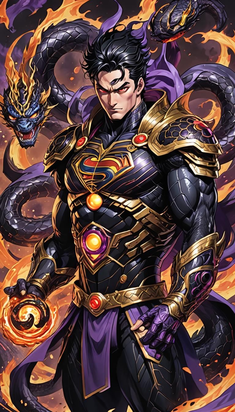 Hero in Serpent Armor Confronts Evil