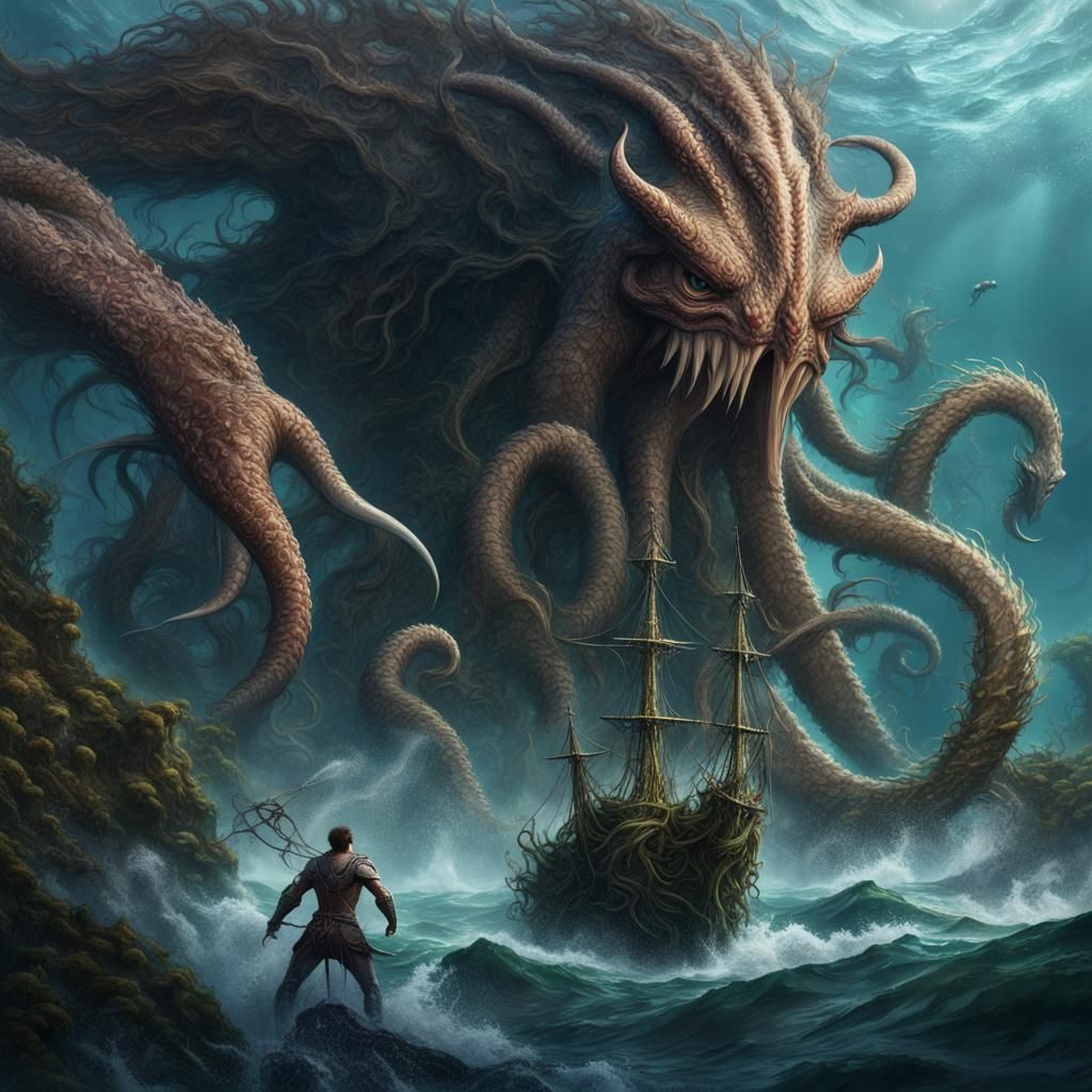 Epic Sea Battle: Giant Humanoid vs Kraken