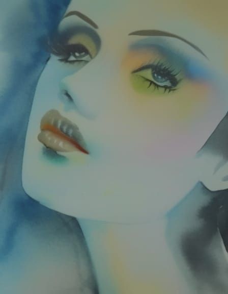 Gaia in Green: A Watercolor and Mixed Media Portrait