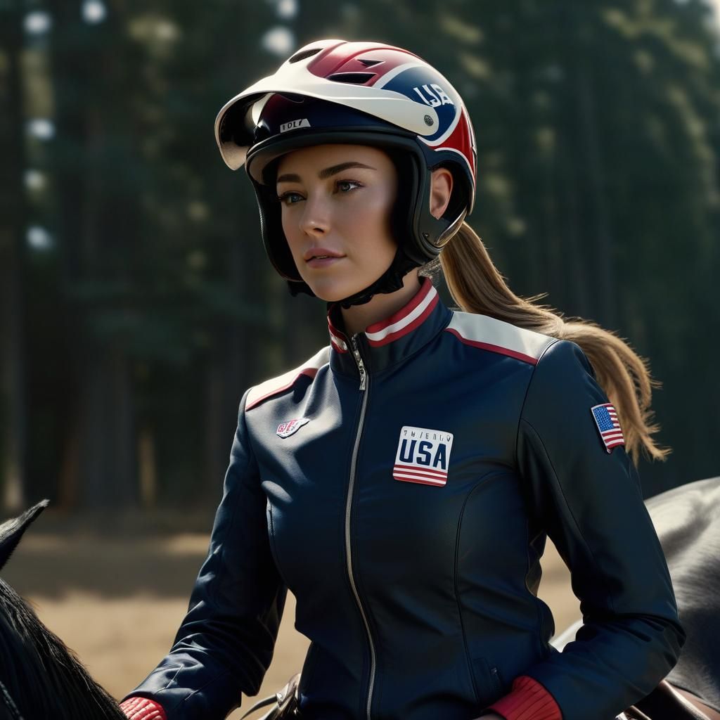 Equestrian Rider Peyton List on Black Stallion