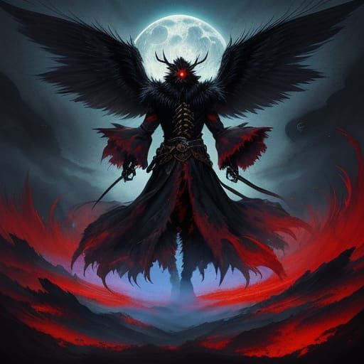 Mothman Dark Fantasy Anime Illustration