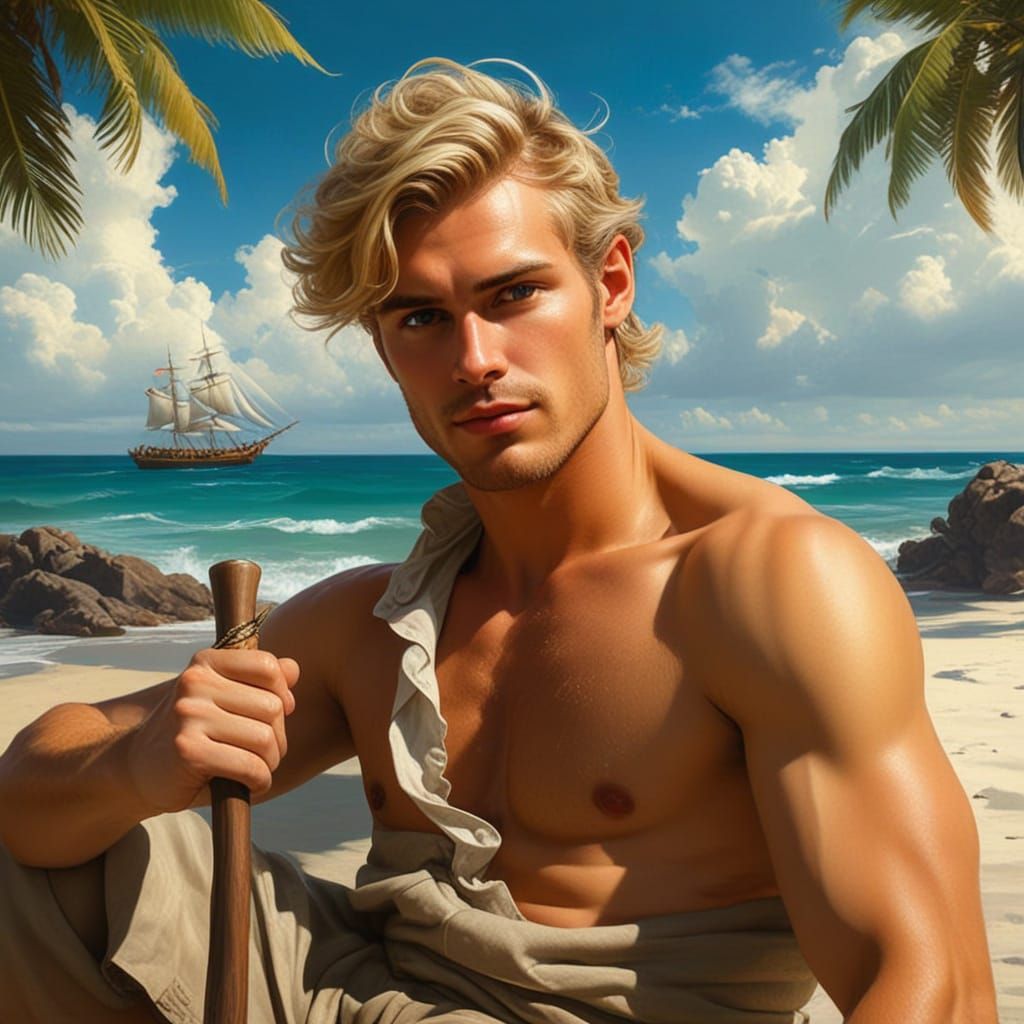 Elegant Gentleman Stranded on a Tropical Island