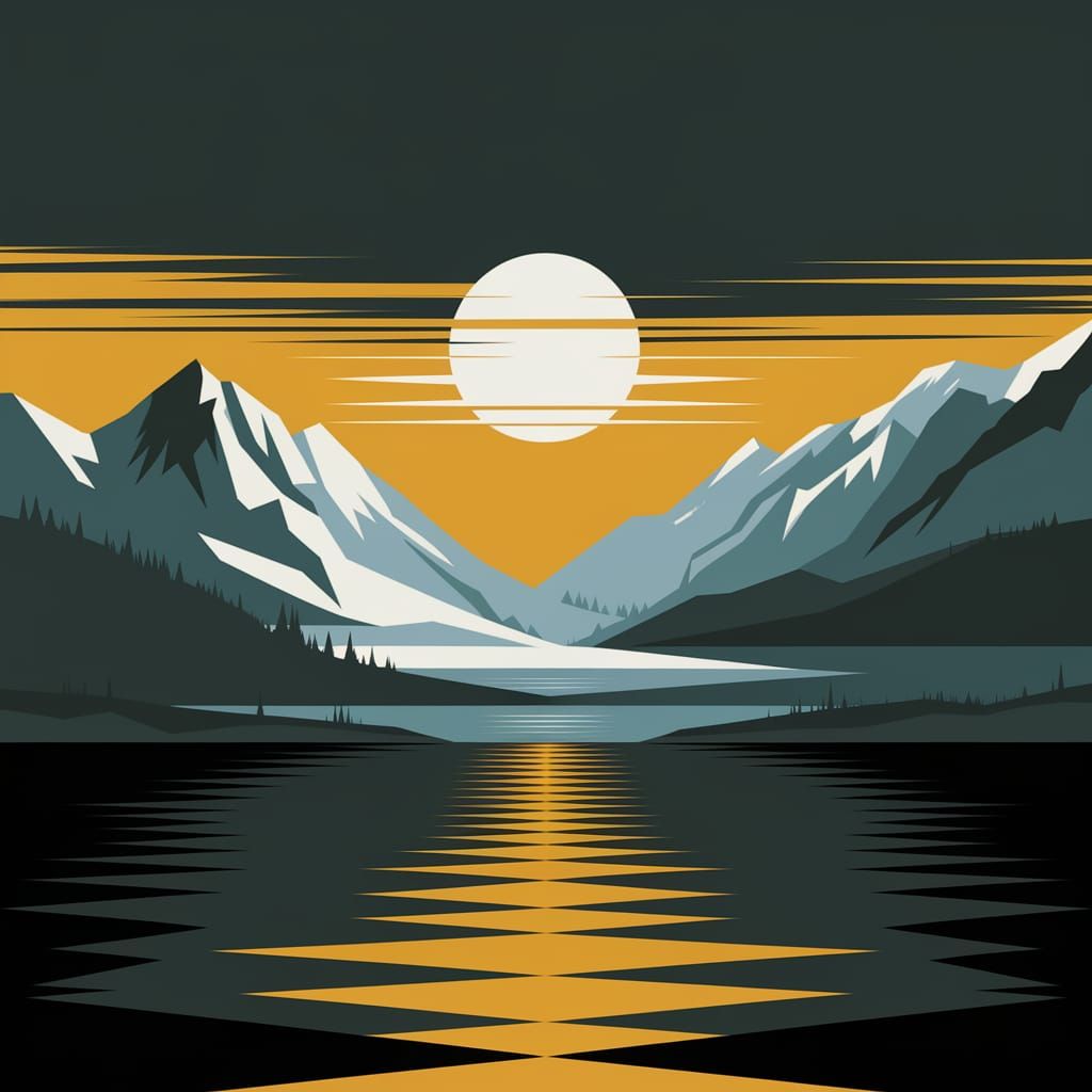 Harsh Yellow Bleak Moonscape Abstract Art