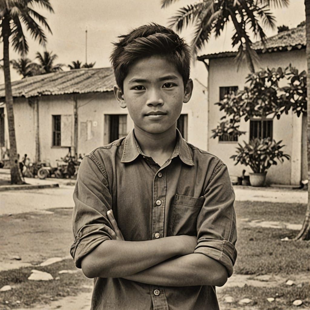 Confident Filipino Youth with Arms Crossed