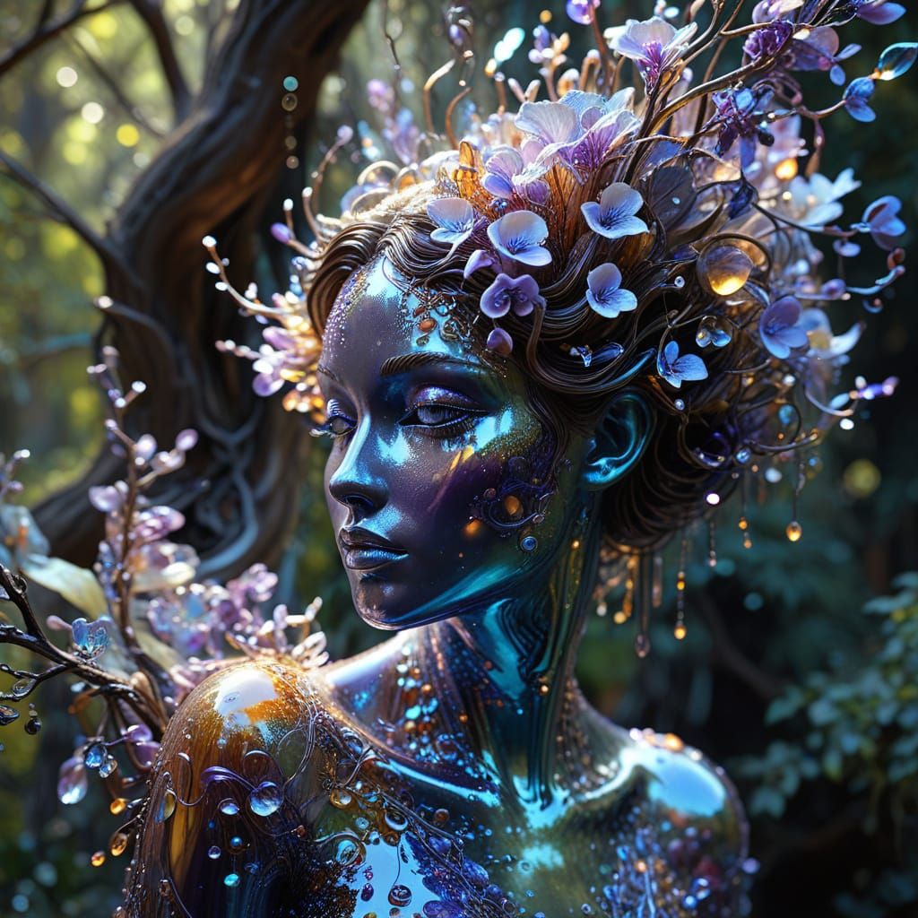 Ethereal Dryad in Iridescent Bloom