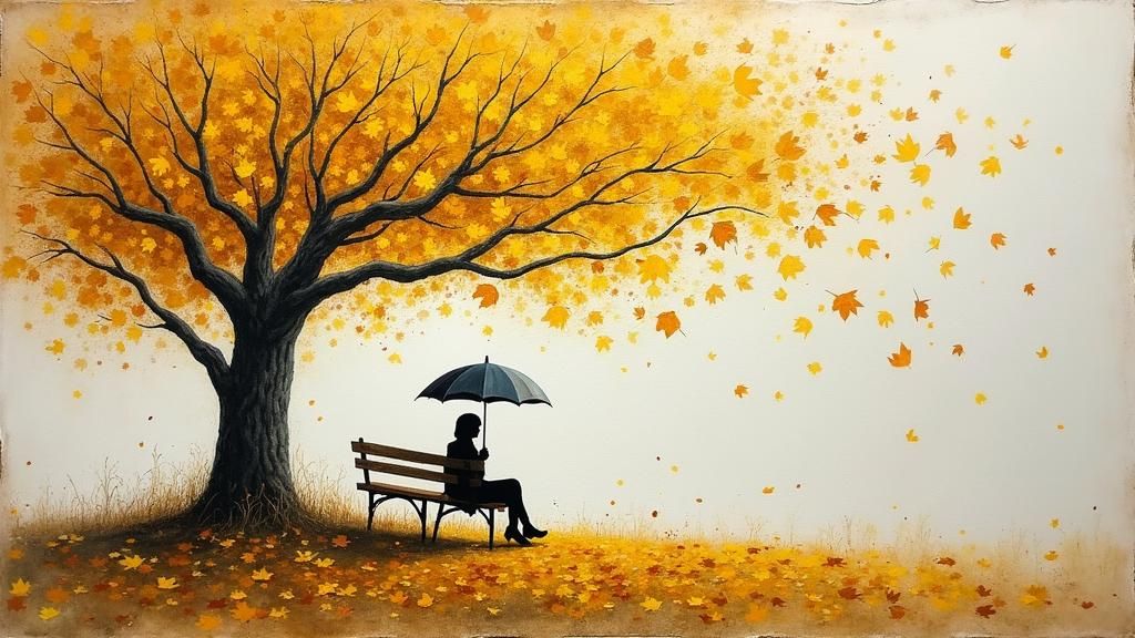 Surreal Autumn Scene as Acrylic Painting