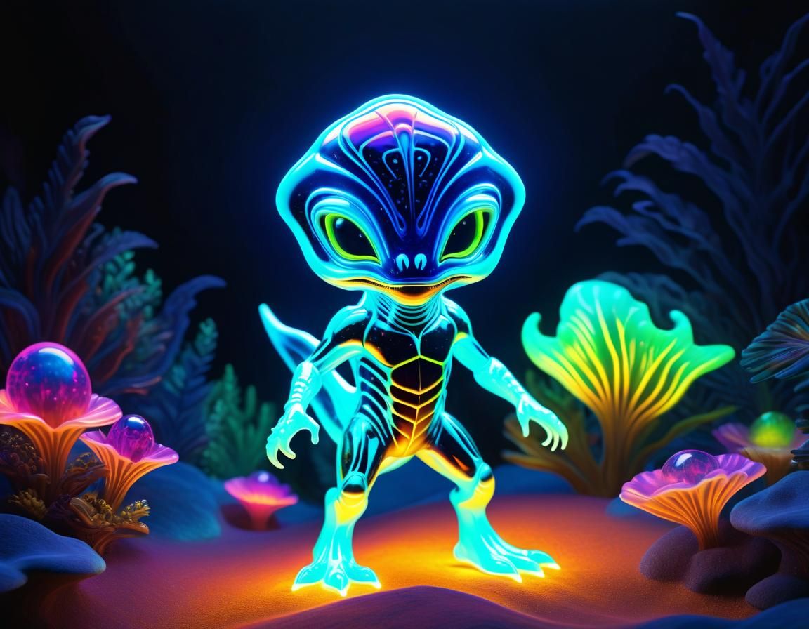 Glowing Alien Monster in Flowerpunk Style